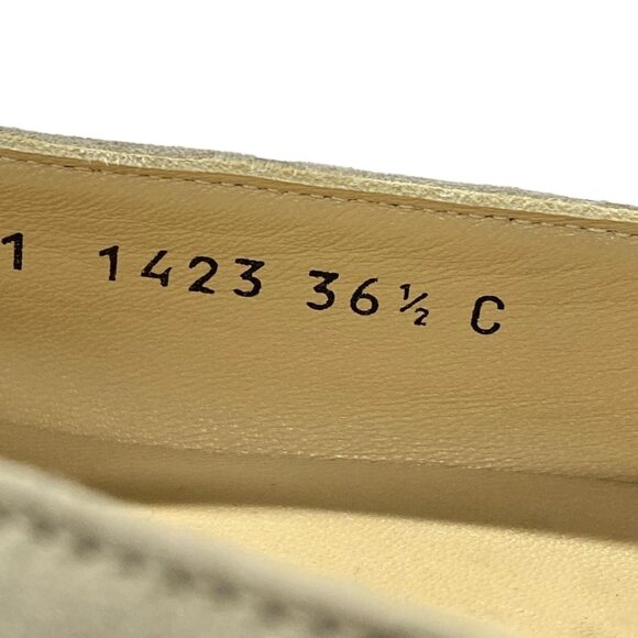 GUCCI - Light gray Gold Multi Suede Wood Women's Pumps 212-080425 - Picture 9 of 11